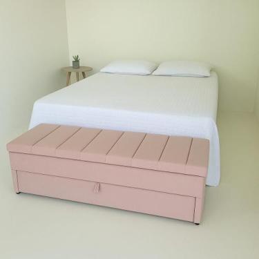 Imagem de Puf Baú King Modelo em Módulos Com Gaveta 195x50x45cm Na Cor Rosa - Jô