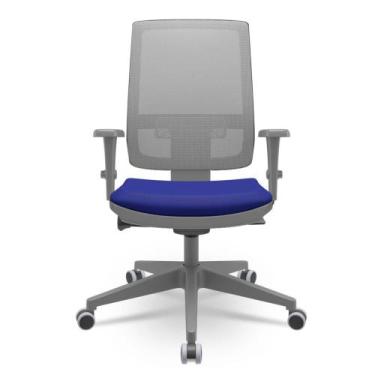 Imagem de Cadeira Brizza Diretor Grafite Tela Cinza Assento Aero Azul Base Autoc