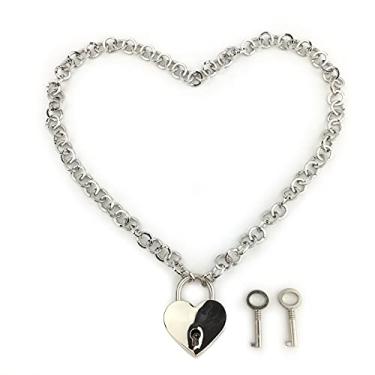 Imagem de Destiny Love Colar gargantilha com cadeado e duas chaves com caixa preta para mulheres e homens, Metal