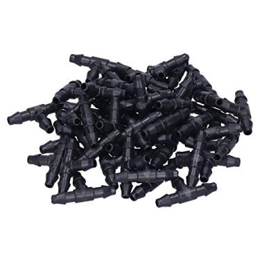 Imagem de Conector de Irrigação por Gotejamento Tee, 100pcs Mangueira de Jardim Micro Couplings para o Gramado Estufa Panela Flores, Feita Material ABS, Fácil Instalar, Não é Necessária, Conecta 4/7