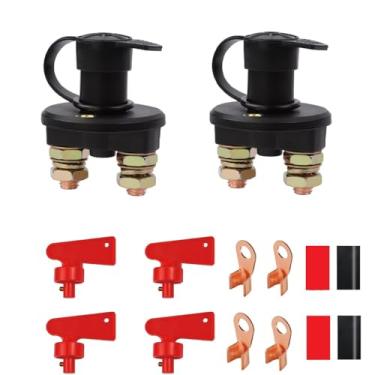 Imagem de Interruptor de desligamento do isolador de bateria de 12V/24V para fuzileiros navais, carros, barcos, trailers, quadriciclos, caminhões – 2 peças de interruptor de desconexão de bateria com 4