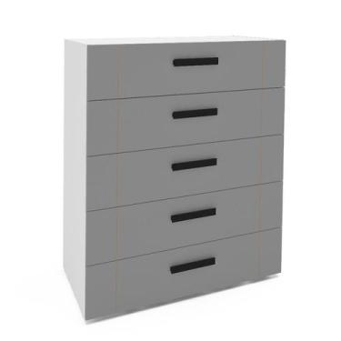 Imagem de Cômoda Lisboa 5 Gavetas Cinza e Branca - Modern