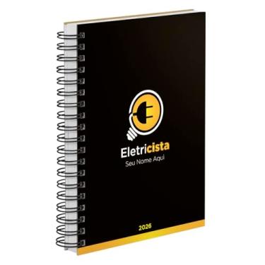 Imagem de Agenda Comercial 2026 Personalizada Capa Dura Eletricista Preta