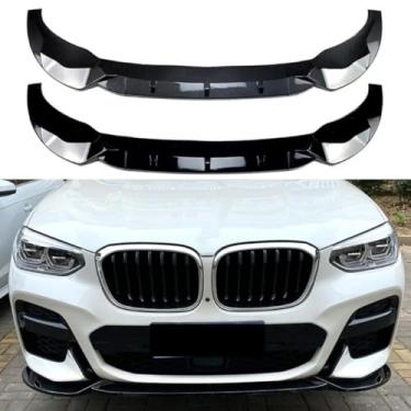 Imagem de Difusor de para-choque dianteiro Spoiler dianteiro compatível com X3 X4 G01 G02 M Pack 2018-2021 Kit de carroceria acessórios para carro (preto brilhante)
