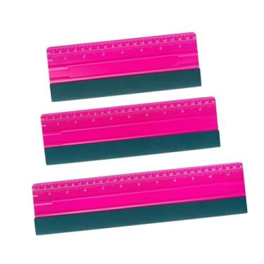 Imagem de predolo 3x Rodos de feltro para decalques de automotivos, rodo, ferramenta versátil de raspagem para aplicação de película de sinalização de janela, Rosa Vermelha