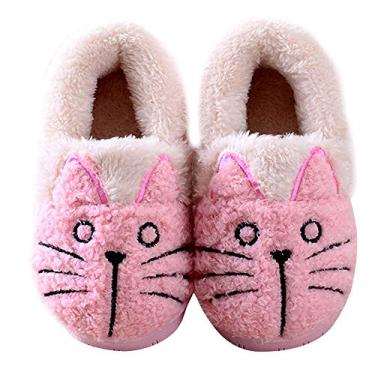 Imagem de Pantufas femininas/infantis para a família e gatos quentes, rosa, 11-12 Little Kid