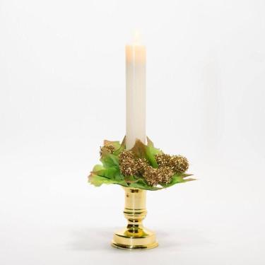 Imagem de Castiçal Decorado 2pçs Elétricas Mini Bolas Natal 25cm