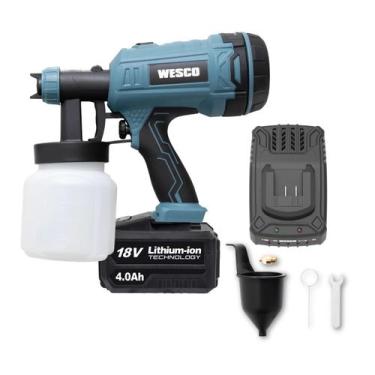 Imagem de Pistola Pintura Sem Fio Profissional + Bateria 4ah E Carregador 18v Pi