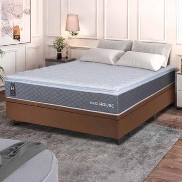 Imagem de Conjunto Box Baú Marrom Argel Cinza Espuma D33 Casal 138x188x74 - King House