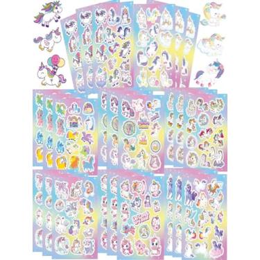 Imagem de HydroSurgeX 24 folhas + 320 adesivos de unicórnio para decorações de festa de aniversário, incentivos de recompensa, sala de aula, professores, alunos, para scrapbook, garrafas de água, envelopes