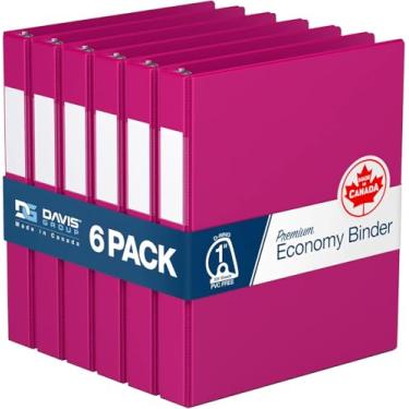 Imagem de Fichário econômico premium de 2,5 cm, fichário de 3 anéis para escola, escritório ou casa, caderno colorido, pacote com 6, anel D, rosa