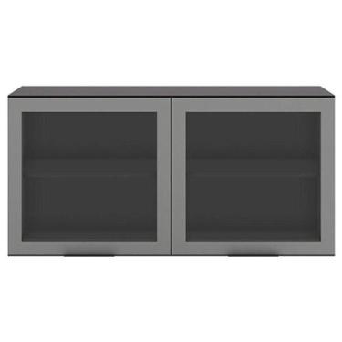 Imagem de Armário Aéreo 2 Portas Vidro Etna Grafite  Poliman - POLIMAN MÓVEIS, G