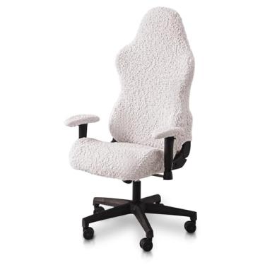 Imagem de Kitegrese Capa para cadeira de jogos, capa de assento elástica para cadeira de jogos com zíper - Capas de tecido de ajuste universal - 4 peças (branca)