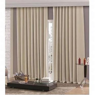 Imagem de Cortina Blackout,100% Corta Luz, Dupla Face, 4,20m x 2,30m, 3 Partes de 1,40m, Trilho Suíço MINI, PVC (Bege)