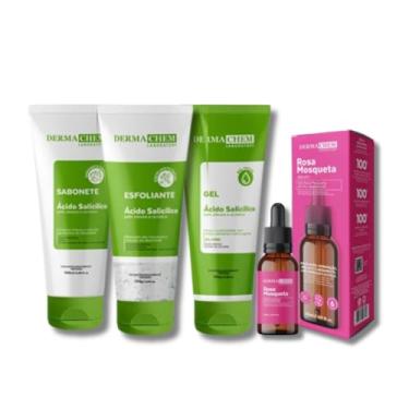 Imagem de Kit Skincare Anti Oleosidade e Acne Sabonete + Esfoliante + Gel Hidratante + Sérum Rosa Mosqueta Ultra Hidratante