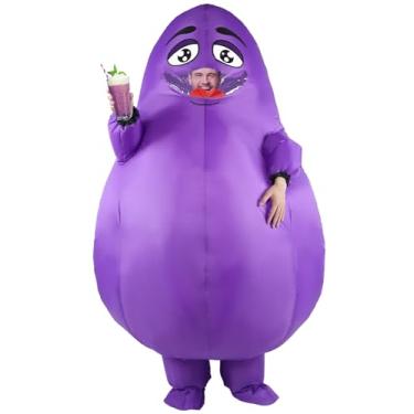 Imagem de Fantasia de careta inflável, fantasia de Halloween engraçada de corpo inteiro roxo para mascote adulto festa cosplay para homens e mulheres, Roxa, Tamanho Único