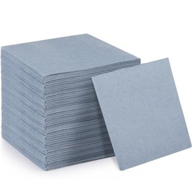 Imagem de Janlaugh 100 guardanapos descartáveis azuis empoeirados 25,4 cm x 25,4 cm guardanapos de jantar de coquetel de linho de papel pré-dobrados para bar, restaurante, café, sobremesa, casamento, festa de