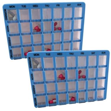 Imagem de Porta Comprimidos Semanal Idoso Fecho Deslizante 4 Doses Dia Vitaminas Pilulas (2)