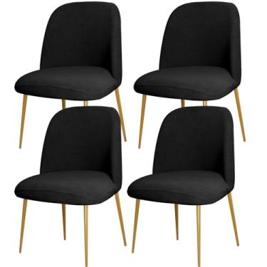 Imagem de 4pcs Curved Back Upholstered Dining Chair Covers, Armless Stretch Chair Cover, Reusable Protector Dining Chair for Office Dining Room Banquet Home Party Decor(Black)