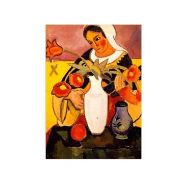 Imagem de Pinturas Famosas em Tela-Quadros Decorativos-Woman Playing Lute-Pôster e Impressões para Sala de Estar e Casa 50x70cm20x27in Sem Moldura