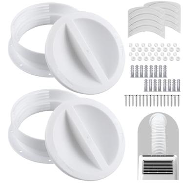 Imagem de Innconee Conjunto de 2 conectores brancos de montagem na parede de tamanho duplo para acoplador de mangueira de exaustão CA portátil para plugue de acessórios de mangueira de 15 e 16,5 cm