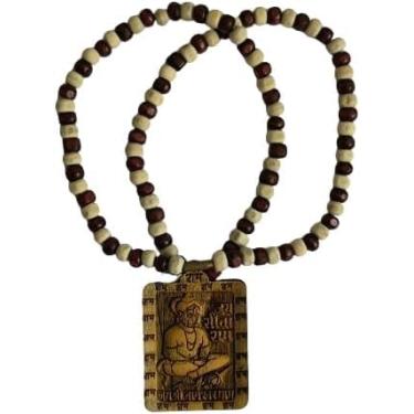 Imagem de Bajrangbali Mala, Hanuman Mala, Bageshwar Dham kanthi Mala de madeira feita à mão com Hanuman, Jai Shri Ram, Kanthi Mala (pacote com 1 peça)