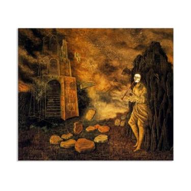Imagem de SDYJ6GSW Remedios Varo impressões de arte em tela O pôster flautista pinturas famosas arte de parede arte surrealismo arte para sala de estar decoração de escritório doméstico 60 x 50 cm (24 x 20