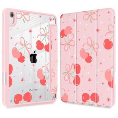 Imagem de Tuiklol Capa transparente para iPad mini 7 (A17 Pro 7ª geração) 2024 / iPad mini 6 (6ª geração) 2021 de 8,3 polegadas, suporte de lápis embutido, capa traseira transparente, despertar/hibernar, Etro