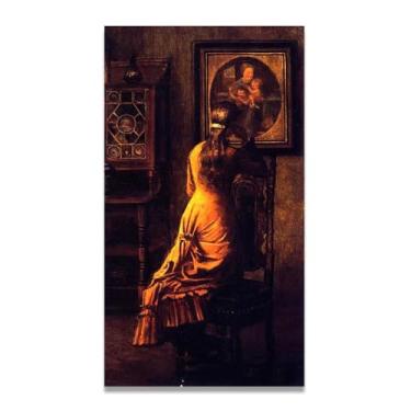 Imagem de Pious Reflections John Lavery Iconic Realist Portrait & War Scene Canvas Art – Decoração de parede irlandesa atemporal para casa 30 x 59,9 cm Un Framed