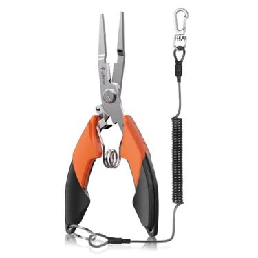 Imagem de pullther fishing Alicate de anel dividido de pesca, ferramentas de pesca de aço inoxidável, multiferramenta de pesca para água salgada e doce com cortador de linha trançada