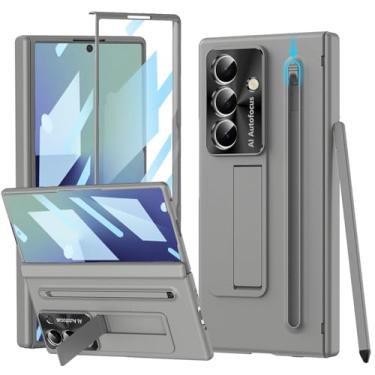 Imagem de YQODSZ Capa para Samsung Galaxy Z Fold 7 com suporte para caneta S e caneta Stylus, Z Fold7 capa de celular de corpo inteiro com protetor de tela de suporte, protetor de câmera antiarranhões para Z