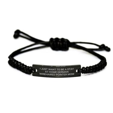 Imagem de Pulseira de corda "I Just Want To Be A Stay At Home", ponteiro alemão de pêlo aramado, presente de dia das mães para amantes de cães e familiares