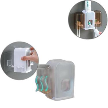 Imagem de Porta Escova De Parede De Plastico Com 2 Copos + Dispenser - Bf Brasil