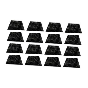 Imagem de Fenteer 16x Painéis de Parede 3D Revestimentos de Parede Fácil Instalação Moderno 30 x 30 cm Preto para Quarto Sala de Jogos Escritório Banheiro