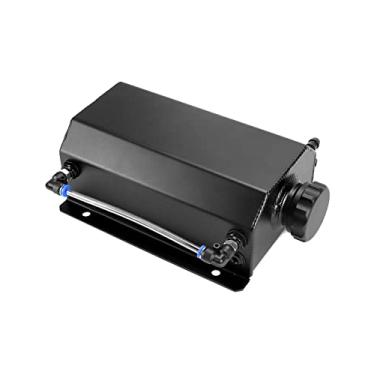 Imagem de QWORK Tanque do radiador do refrigerante, tanque de expansão do reservatório de transbordamento do radiador do refrigerante de alumínio 2L, tanque de recuperação de líquido de refrigeração para evitar vazamento de refrigerante, preto