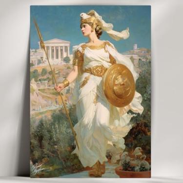 Imagem de Quadro Decorativo Atena Deusa - Mitologia Grega - Bruxaria - Wicca - Já com Fita Adesiva (28x20cm)