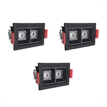Imagem de 3 Spot Embutido Mini Duplo Led Downlight Recuado 3000k Bet56 - Acende 