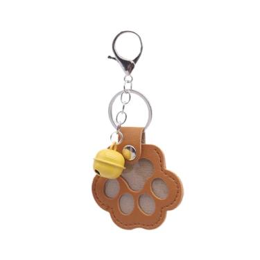 Imagem de ShengQuanHao Chaveiro Memorial para Animais de Estimação, Lembrança, Pelo de Cachorro de Desenho Animado, Chaveiro com Design Fofo de Pata de Cachorro para Condolê, Amarelo Escuro