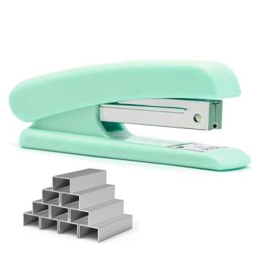Imagem de Grampeador de mesa de escritório com 1000 grampos 24/6, grampeamento resistente durável padrão suave sem atolamento, perfeito para casa, escola, escritório, negócios, papelada - verde