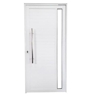 Imagem de Porta Pivotante De Alumínio 210 X 100cm Com Vidro Linha 30 Esquerda Esquadrias Bergamo Branco