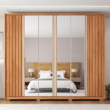 Imagem de Guarda Roupa Casal Bravus 6 Portas de Bater com 4 Espelhos e 4 Gavetas