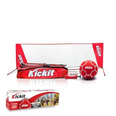 Imagem de Kickit Conjunto de jogo de futebol e tênis | Rede portátil de 16 cm de largura x 5 cm de altura e bola de tênis de futebol | Jogue ao ar livre, dentro de casa, quintal, praia (rede portátil 16,5 cm L