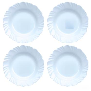 Imagem de Prato Fundo Opaline Pétala Branco Kit 6 Vidro Temperado Resistente(4)