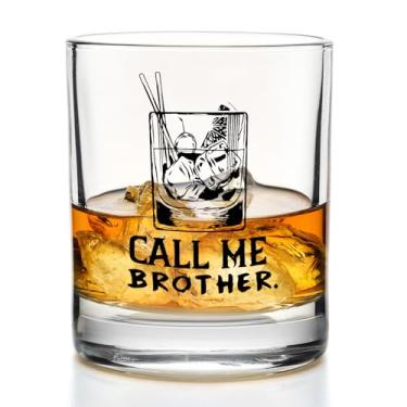 Imagem de Yomisex Brother Gifts Copos de uísque 283 g, presentes para irmãos mais velhos adultos, copos engraçados à moda antiga para homens bebendo bourbon escocês coquetel licor vodka