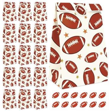 Imagem de FEBSNOW Pacote com 20 sacos de presente de futebol, sacos de presente de papel, doces, lembrancinhas de festa, lanche para aniversário de equipe, suprimentos temáticos esportivos com 20 adesivos