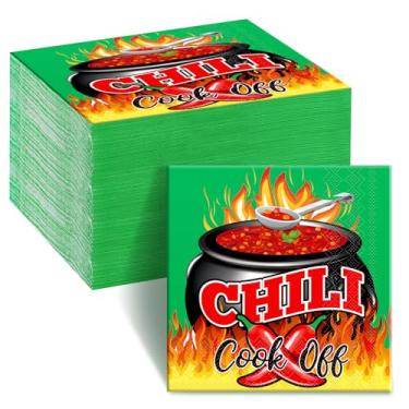 Imagem de Engrowtic Guardanapos de papel Chili Cook off descartáveis Chili Cook Off Decorações Cinco De Mayo Guardanapo para Jantar de Festa Mexicana, 16,5 polegadas (verde)