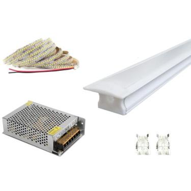 Imagem de Perfil 1 Metro De Embutir Branco + Fita 240 Led + Fonte 3a - Bela Home