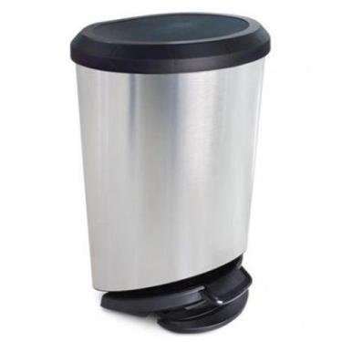 Imagem de Lixeira Metalizada 20 Lts Label Inox Com Pedal Arqplast, Inox e Preto