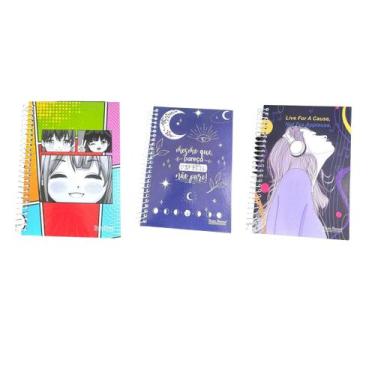 Imagem de Caderno Espiral Capa Dura Com 96 Folhas Cada De 1/4 Kit 3Un - Elite