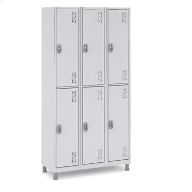 Imagem de Roupeiro Aço 6 Portas 191x97x40Cm Academia Vestiário Tranca - W3, Cinz